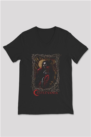 Castlevania: Lords of Shadow Siyah Unisex V Yaka Tişört