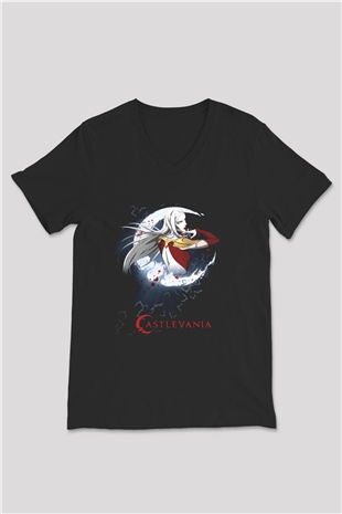 Castlevania: Lords of Shadow Siyah Unisex V Yaka Tişört