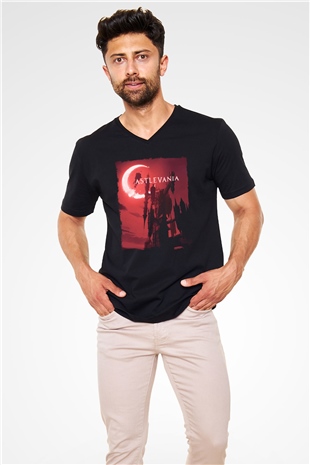 Castlevania: Lords of Shadow Siyah Unisex V Yaka Tişört