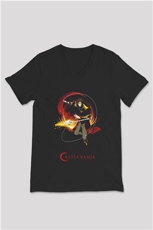 Castlevania: Lords of Shadow Siyah Unisex V Yaka Tişört