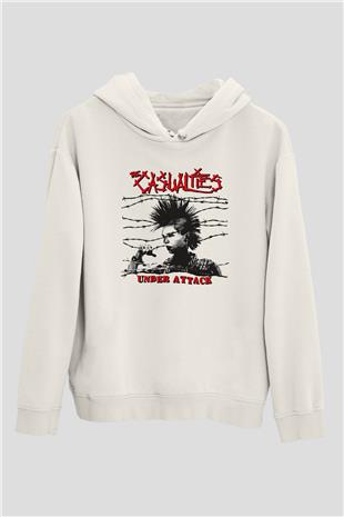 Casualties Baskılı Beyaz Unisex Kapüşonlu Sweatshirt