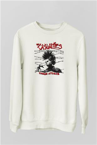 Casualties Baskılı Beyaz Unisex Sweatshirt