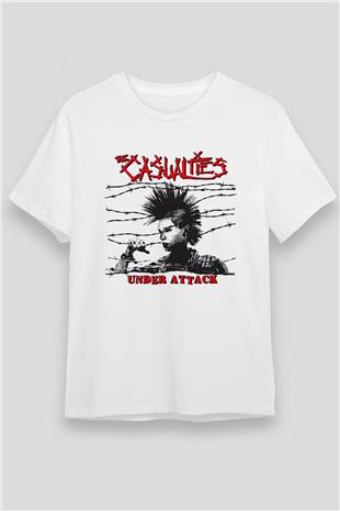 Casualties Baskılı Unisex Beyaz Tişört - Tshirt