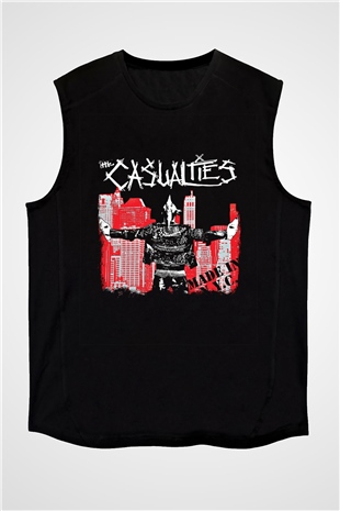 Casualties Baskılı Unisex Siyah Kolsuz Tişört