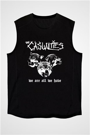 Casualties Baskılı Unisex Siyah Kolsuz Tişört