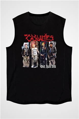 Casualties Baskılı Unisex Siyah Kolsuz Tişört - Tshirt
