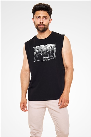 Casualties Baskılı Unisex Siyah Kolsuz Tişört - Tshirt