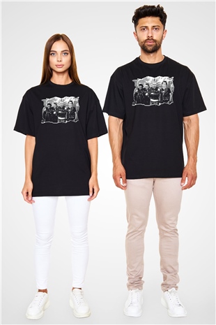 Casualties Baskılı Unisex Siyah Oversize Tişört - Tshirt