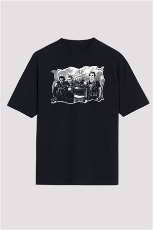 Casualties Baskılı Unisex Siyah Oversize Tişört - Tshirt