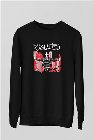 Casualties Baskılı Unisex Siyah Sweatshirt