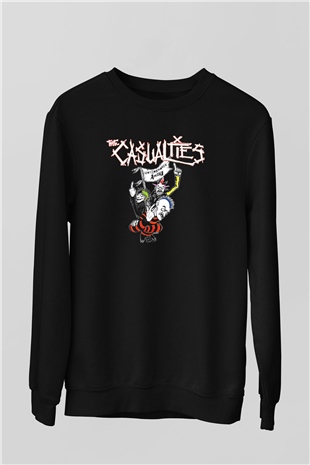 Casualties Baskılı Unisex Siyah Sweatshirt