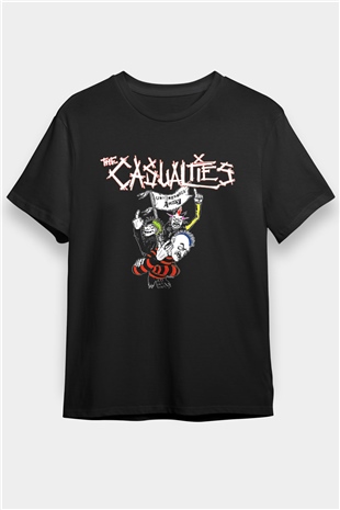 Casualties Baskılı Unisex Siyah Tişört - Tshirt