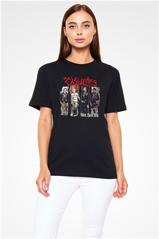 Casualties Baskılı Unisex Siyah Tişört - Tshirt