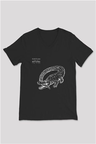 Catfish And The Bottlemen Baskılı Unisex Siyah V Yaka Tişört