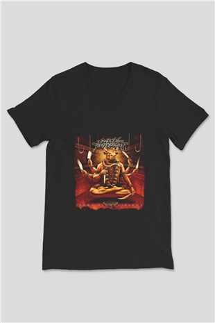 Cattle Decapitation Baskılı Unisex Siyah V Yaka Tişört
