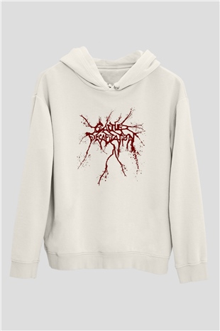 Cattle Decapitation Beyaz Unisex Kapşonlu Sweatshirt