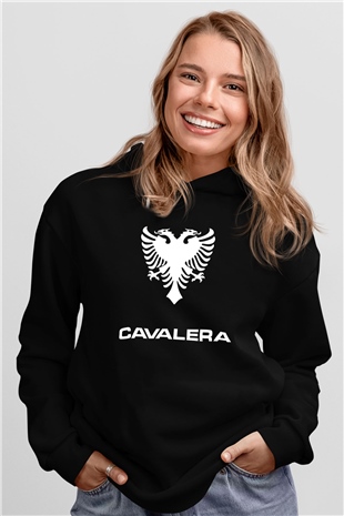 Cavalera Baskılı Unisex Siyah Kapüşonlu Sweatshirt