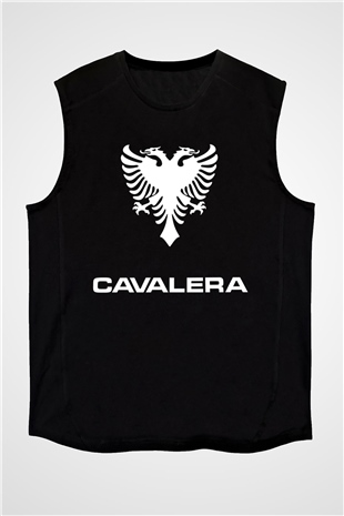 Cavalera Baskılı Unisex Siyah Kolsuz Tişört - Tshirt