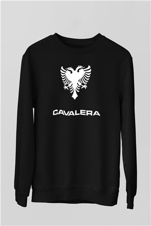 Cavalera Baskılı Unisex Siyah Sweatshirt