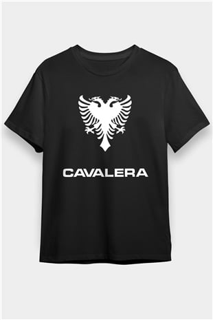 Cavalera Baskılı Unisex Siyah Tişört - Tshirt