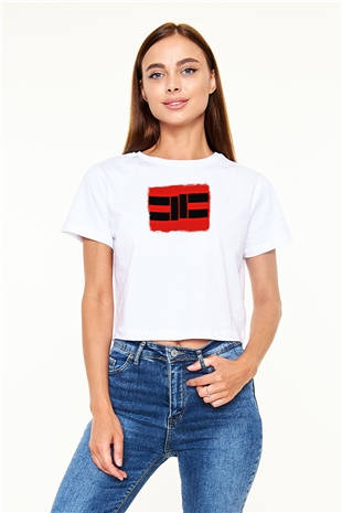 Cavalera Conspiracy Baskılı Unisex Beyaz Crop Top Tişört