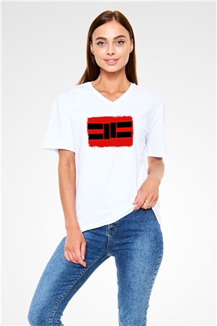 Cavalera Conspiracy Baskılı Unisex Beyaz V Yaka Tişört