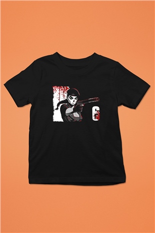 Caveira Baskılı Unisex Siyah Çocuk Tişört - Tshirt