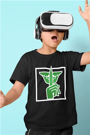 Caveira Baskılı Unisex Siyah Çocuk Tişört - Tshirt