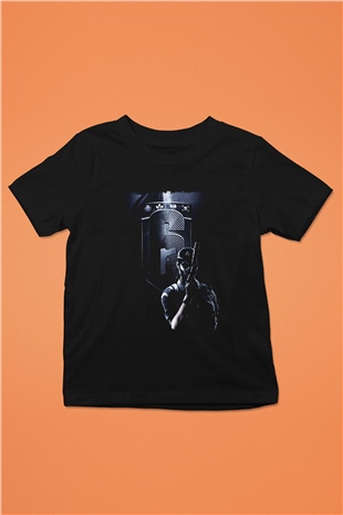 Caveira Baskılı Unisex Siyah Çocuk Tişört - Tshirt