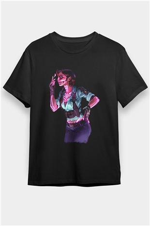 Caveira Baskılı Unisex Siyah Tişört - Tshirt