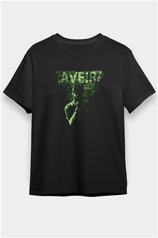Caveira Baskılı Unisex Siyah Tişört - Tshirt