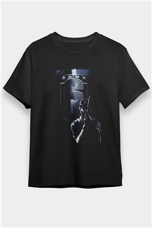 Caveira Baskılı Unisex Siyah Tişört - Tshirt