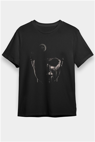 Caveira Baskılı Unisex Siyah Tişört - Tshirt