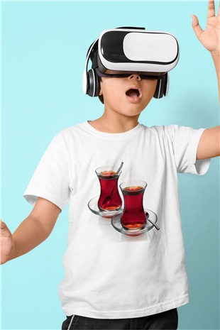 Çaycı Beyaz Unisex Çocuk Tişört