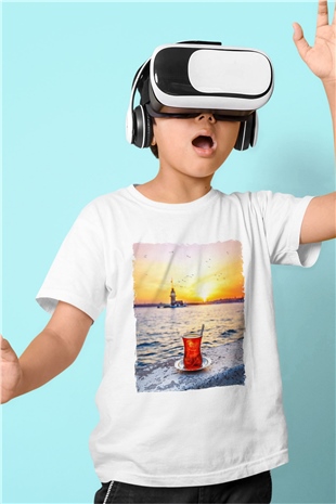 Çaycı Beyaz Unisex Çocuk Tişört