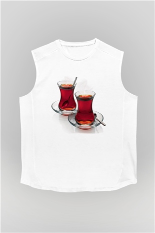 Çaycı Beyaz Unisex Kolsuz Tişört