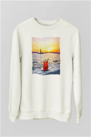 Çaycı Beyaz Unisex Sweatshirt