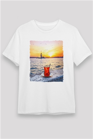 Çaycı Beyaz Unisex Tişört T-Shirt - TişörtFabrikası