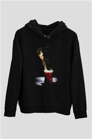Çaycı Siyah Unisex Kapşonlu Sweatshirt