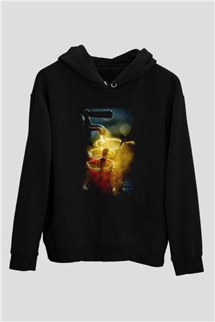 Çaycı Siyah Unisex Kapşonlu Sweatshirt