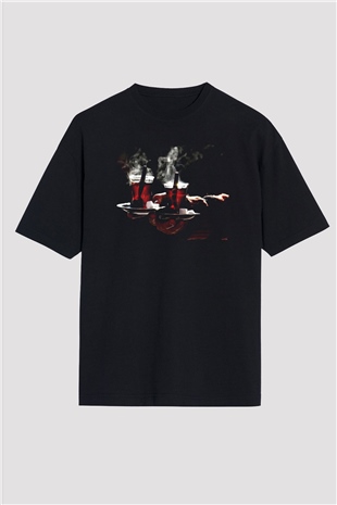 Çaycı Siyah Oversize Tişört Oversize T-shirt - TişörtFabrikası