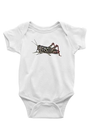 Çekirge Baskılı Beyaz Unisex Bebek Body - Zıbın