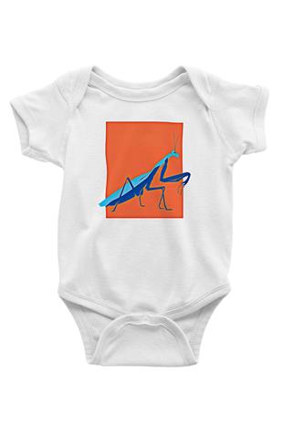 Çekirge Baskılı Beyaz Unisex Bebek Body - Zıbın
