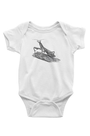 Çekirge Baskılı Beyaz Unisex Bebek Body - Zıbın
