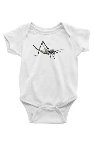 Çekirge Baskılı Beyaz Unisex Bebek Body - Zıbın