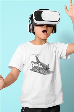 Çekirge Baskılı Beyaz Unisex Beyaz Çocuk Tişört - Tshirt