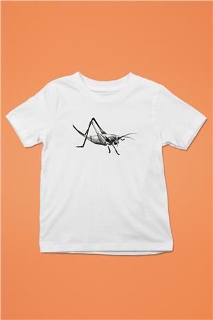 Çekirge Baskılı Beyaz Unisex Beyaz Çocuk Tişört - Tshirt