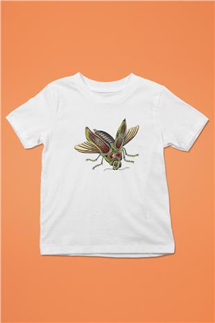 Çekirge Baskılı Beyaz Unisex Beyaz Çocuk Tişört - Tshirt