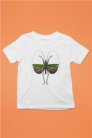 Çekirge Baskılı Beyaz Unisex Beyaz Çocuk Tişört - Tshirt