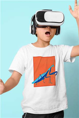 Çekirge Baskılı Beyaz Unisex Beyaz Çocuk Tişört - Tshirt